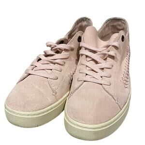 TOMS Pink Suede Sneakers Women’s 7 Blush Lace Up Low Top Whipstitch